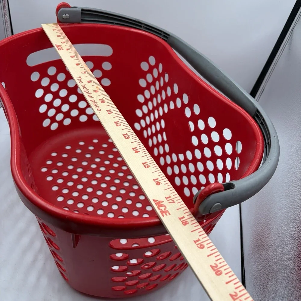 Target Full Size Basket Gray Handle Red Bullseye Logo Shopping Storage 18x11